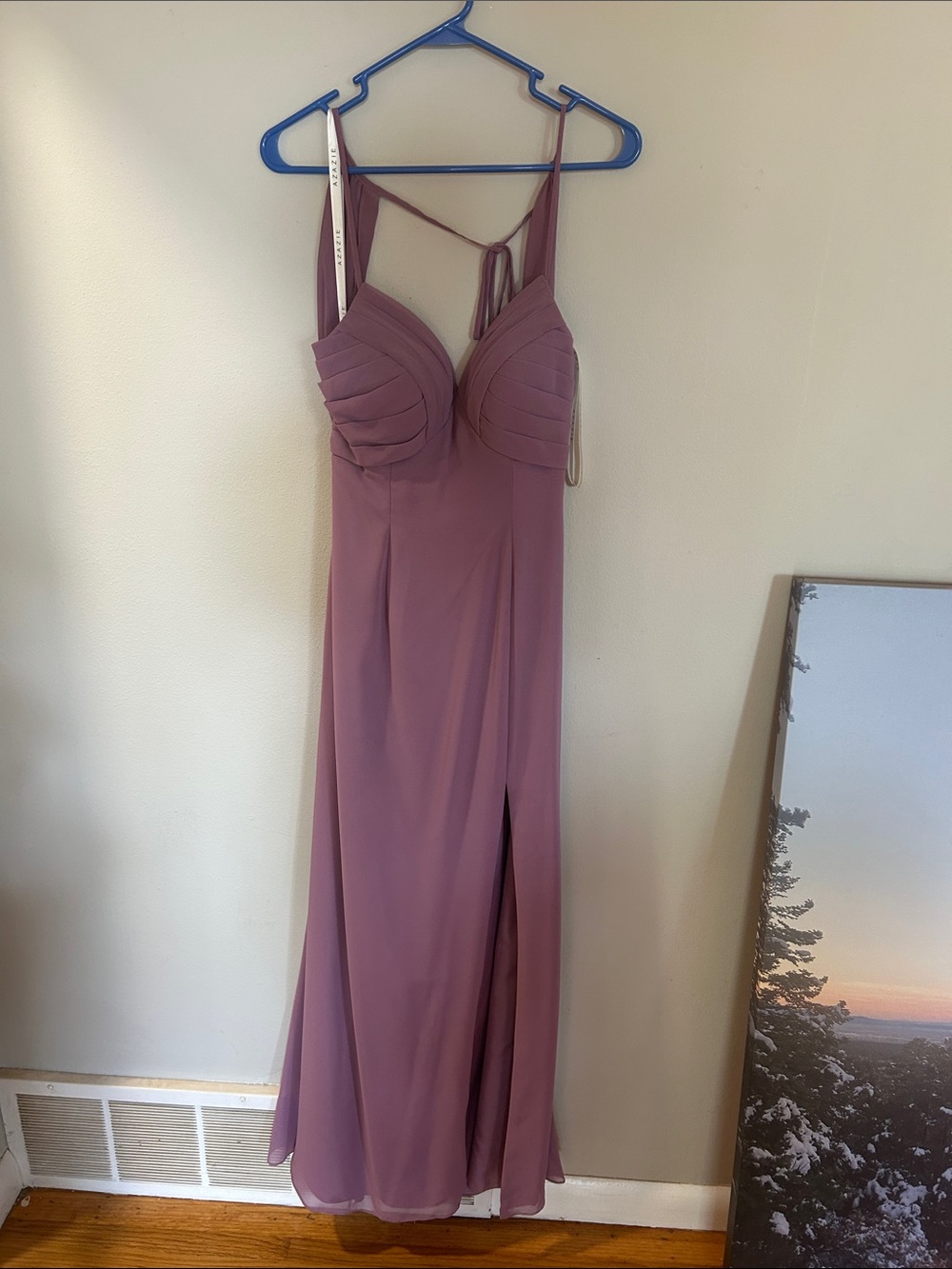 Mauve Spaghetti-Strap Evening Gown /Worn as bridesmaid dress